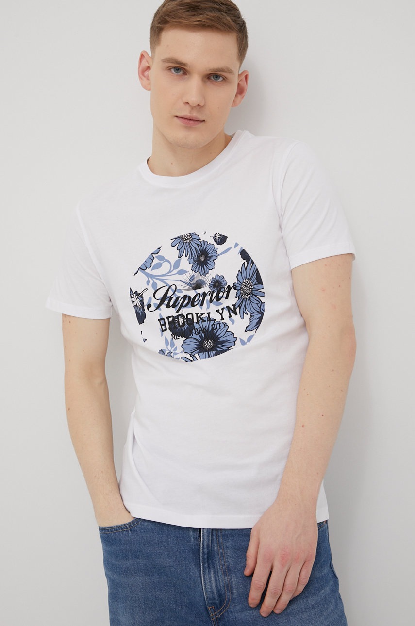 

Хлопковая футболка Produkt by Jack & Jones цвет белый с принтом