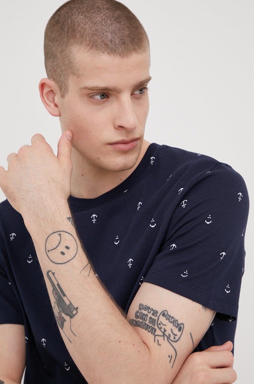 

Памучна тениска Produkt by Jack & Jones в тъмносиньо с десен, Тъмносин