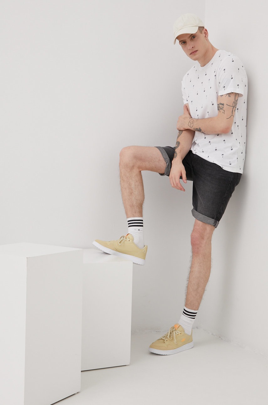 

Памучна тениска Produkt by Jack & Jones в бяло с десен, Бял