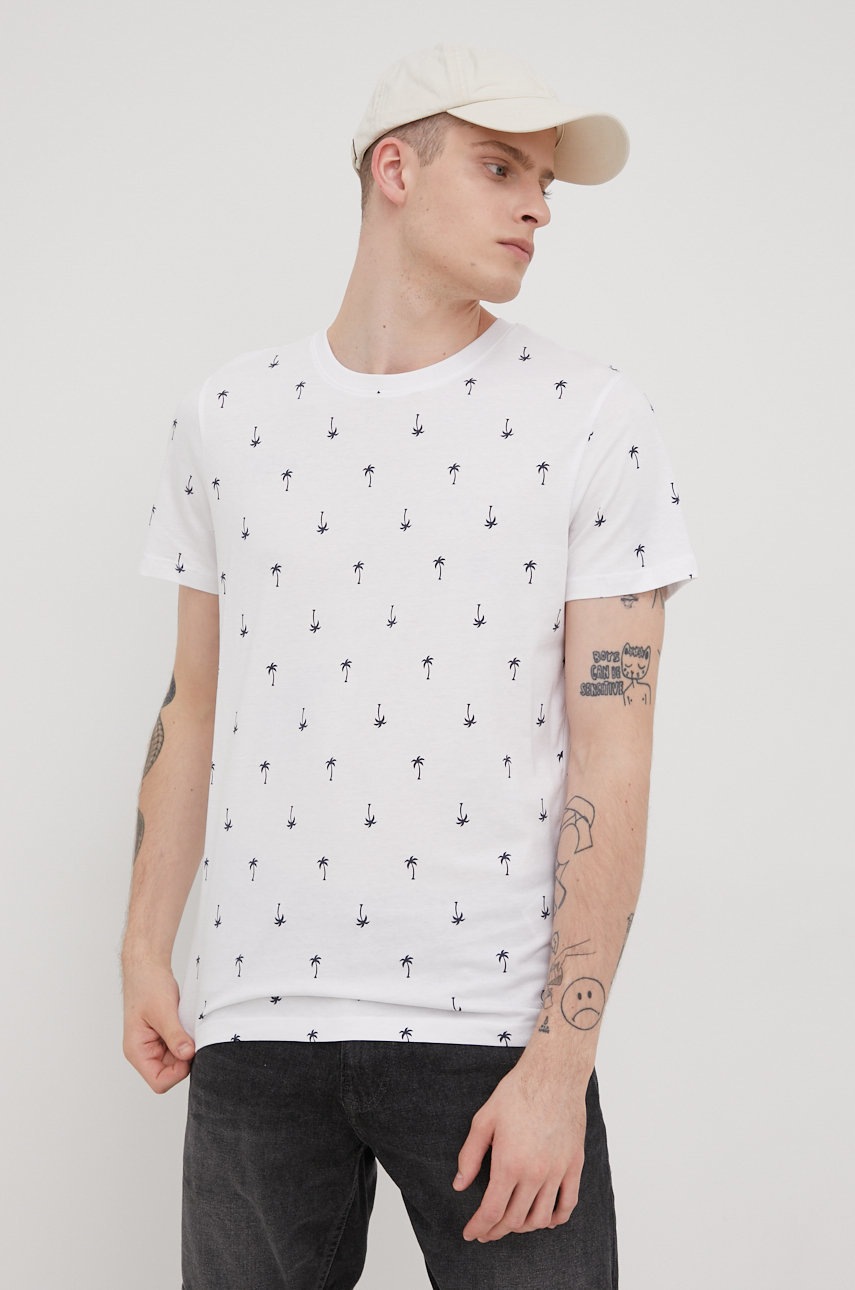 

Хлопковая футболка Produkt by Jack & Jones цвет белый узорный