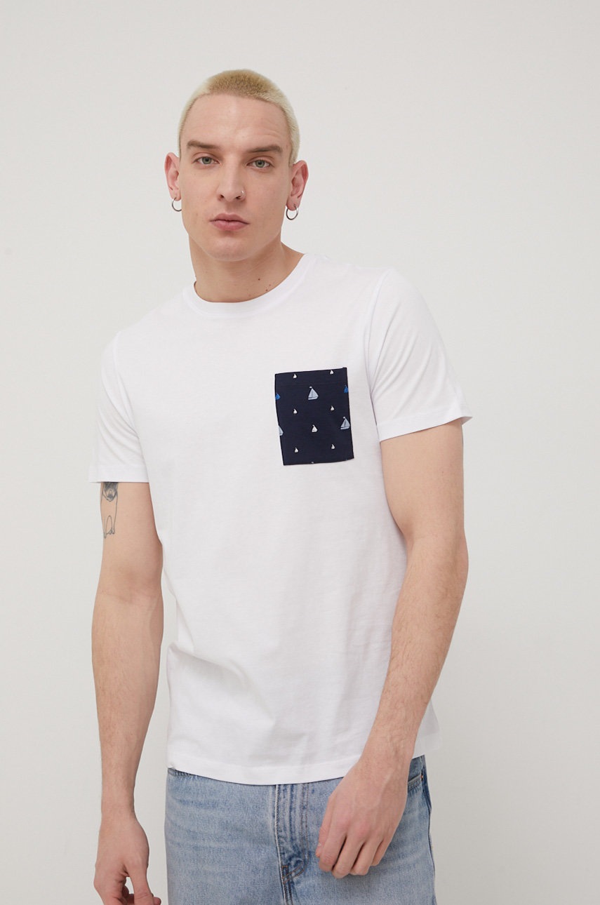 

Памучна тениска Produkt by Jack & Jones в бяло с изчистен дизайн, Бял