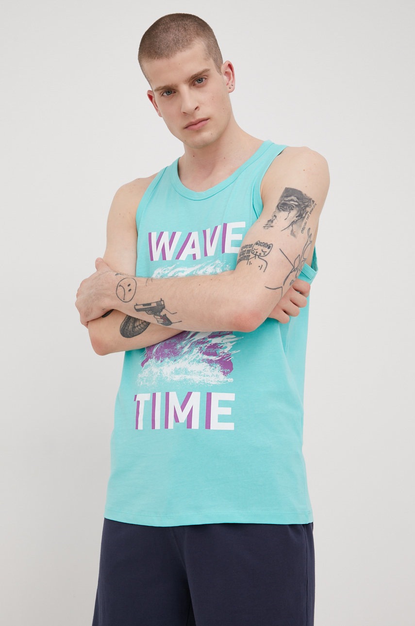 

Хлопковая футболка Produkt by Jack & Jones цвет бирюзовый