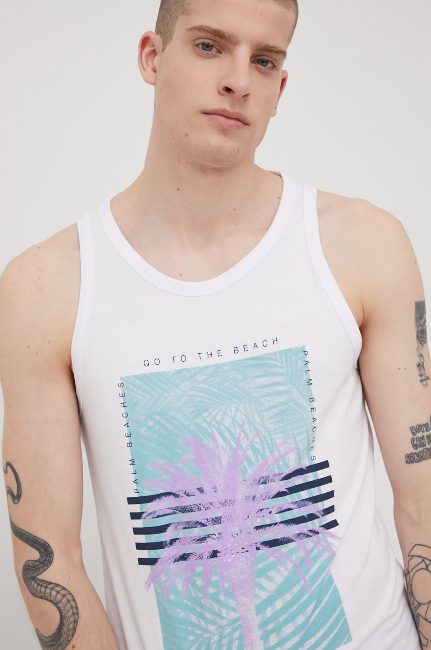 

Памучна тениска Produkt by Jack & Jones в бяло, Бял