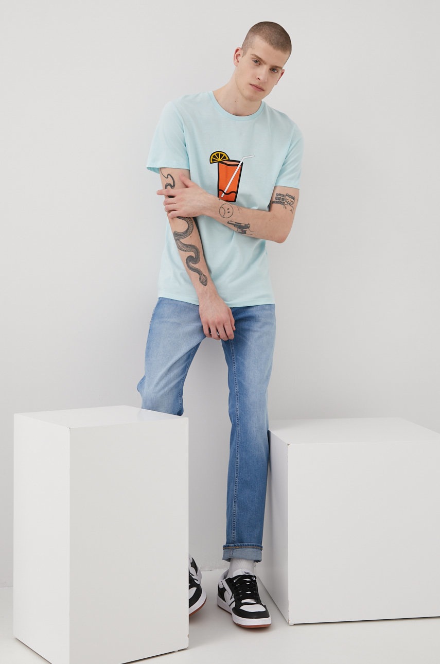 

Памучна тениска Produkt by Jack & Jones с принт, Син