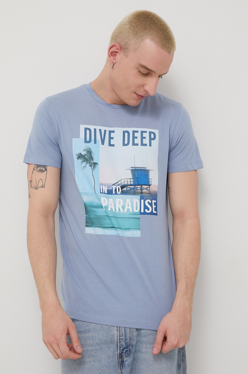 

Памучна тениска Produkt by Jack & Jones в лилаво с принт, Виолетов