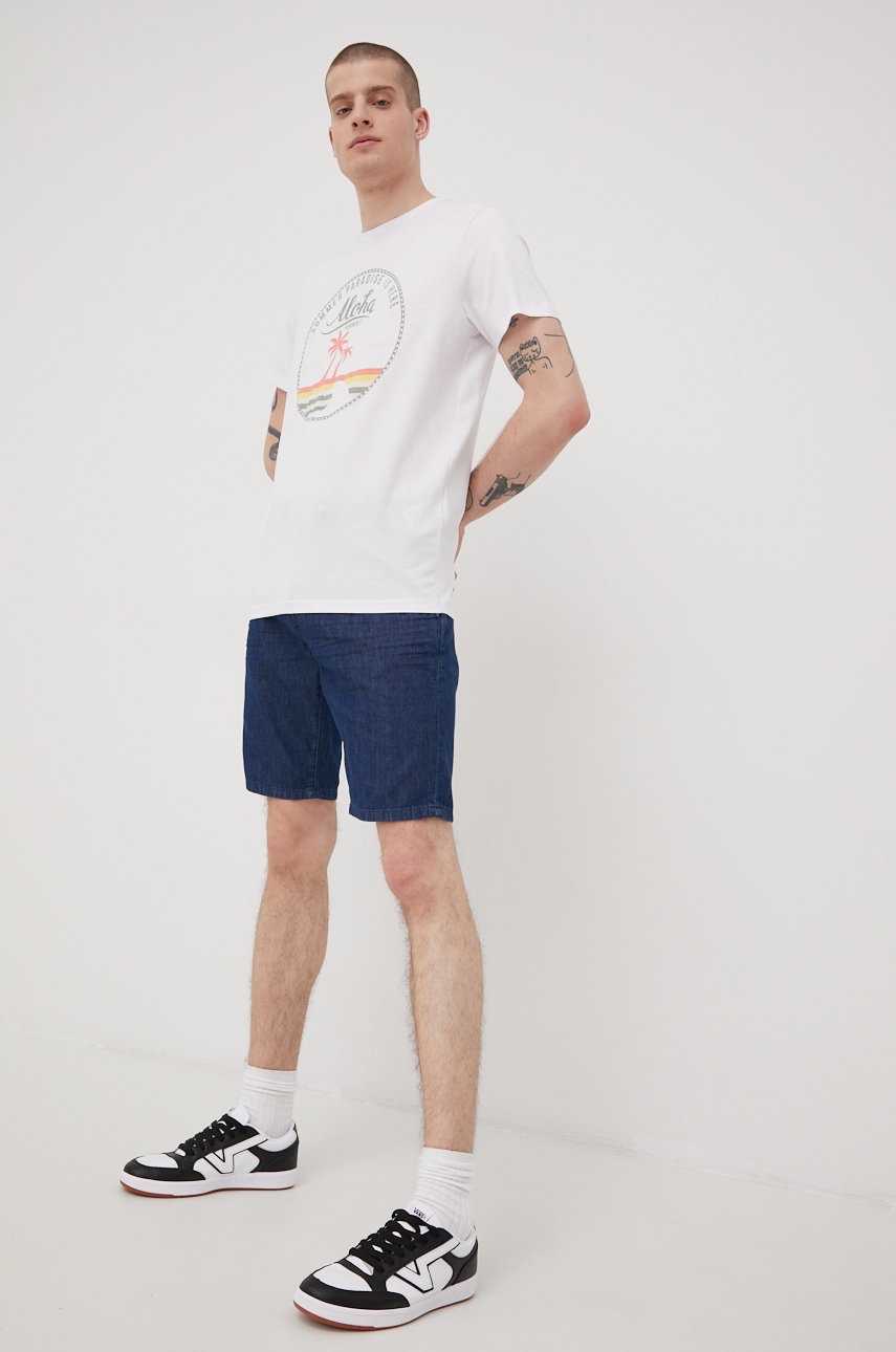

Памучна тениска Produkt by Jack & Jones в бяло с принт, Бял