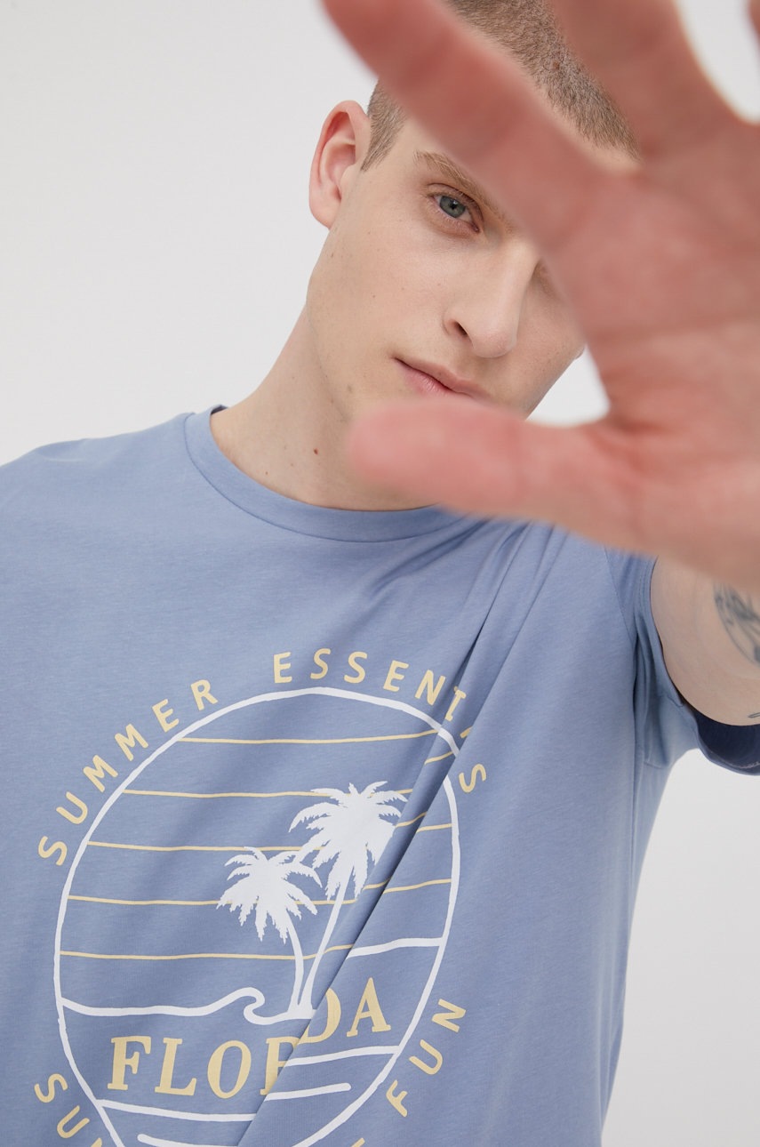 

Памучна тениска Produkt by Jack & Jones в лилаво с принт, Син