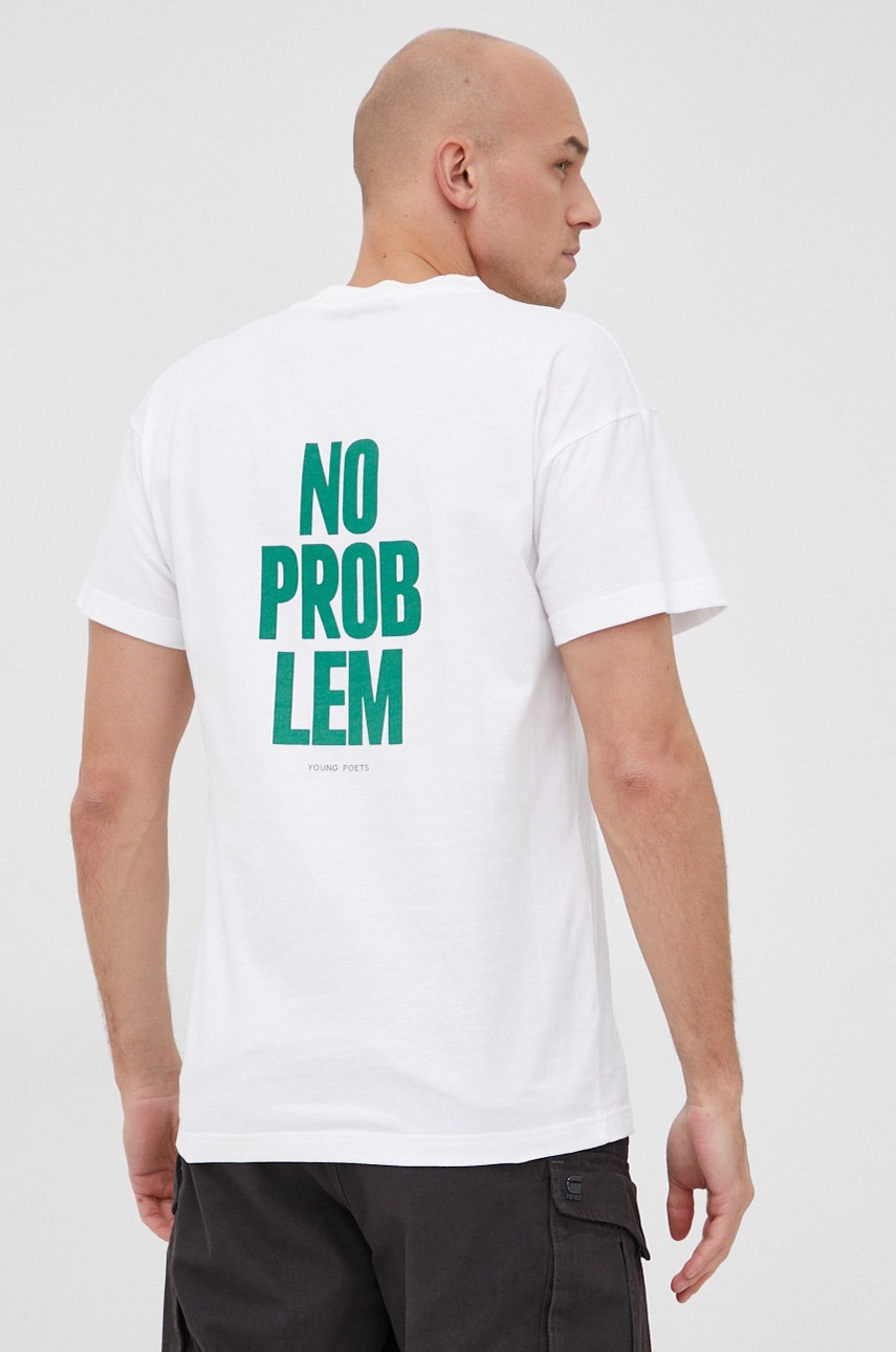 

Памучна тениска Young Poets Society в бяло с принт, Бял