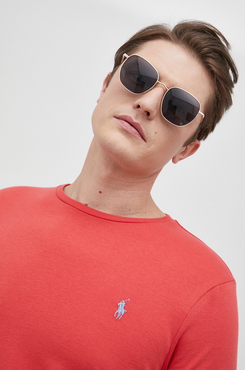 

Памучна тениска Polo Ralph Lauren в червено с изчистен дизайн, Червен