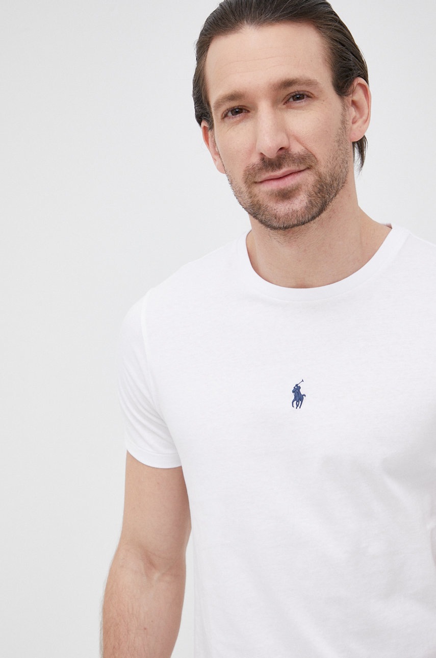 

Хлопковая футболка Polo Ralph Lauren цвет белый однотонный
