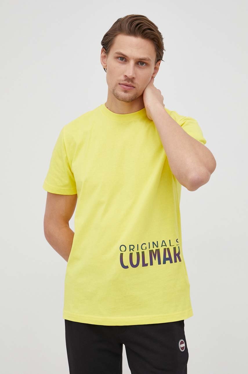 

Памучна тениска Colmar в жълто с принт, Жълт