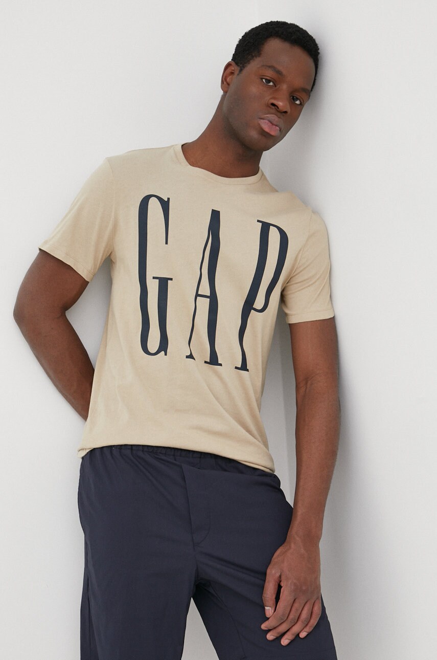 

Памучна тениска GAP в бежово с принт, Бежов