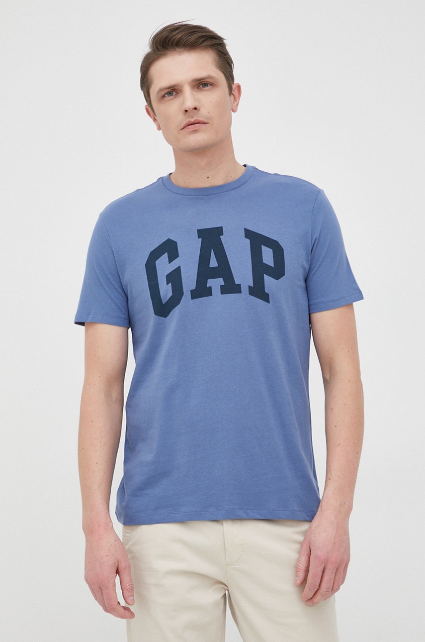 

Памучна тениска GAP с принт, Син