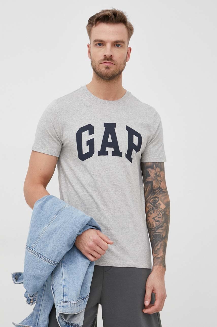 Gap tricou din bumbac culoarea gri, cu imprimeu