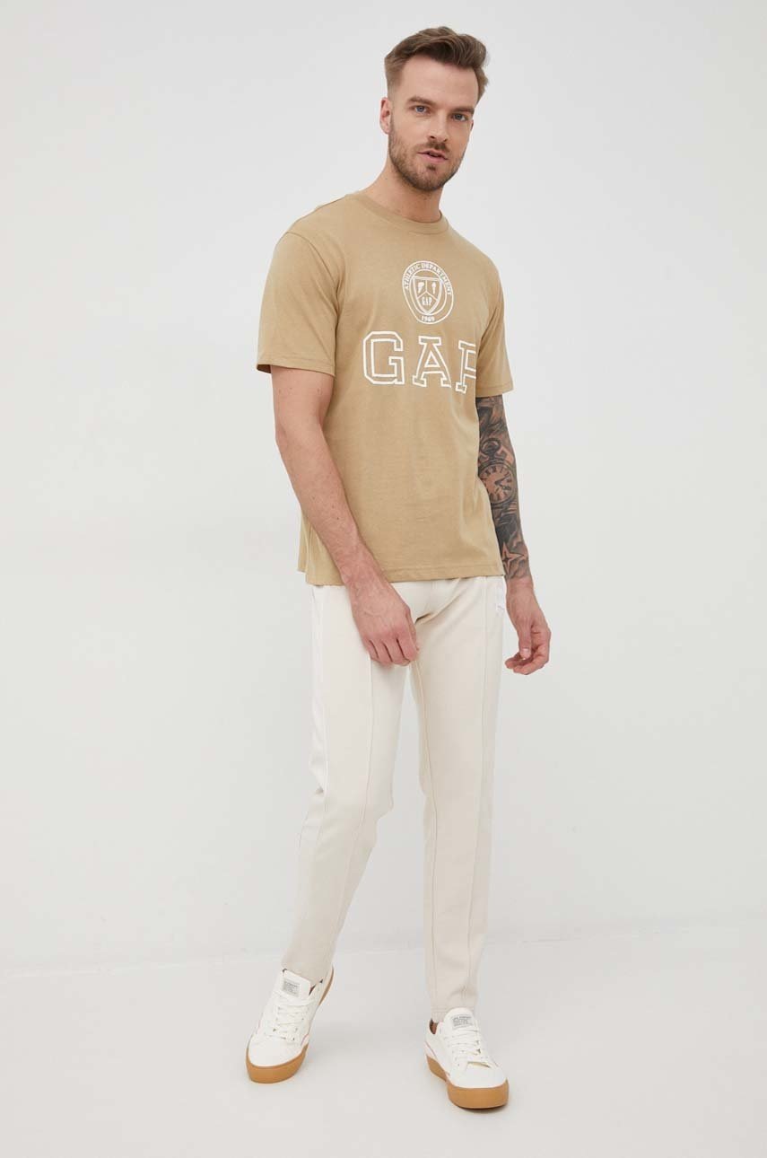 

Памучна тениска GAP в зелено с принт, Зелен