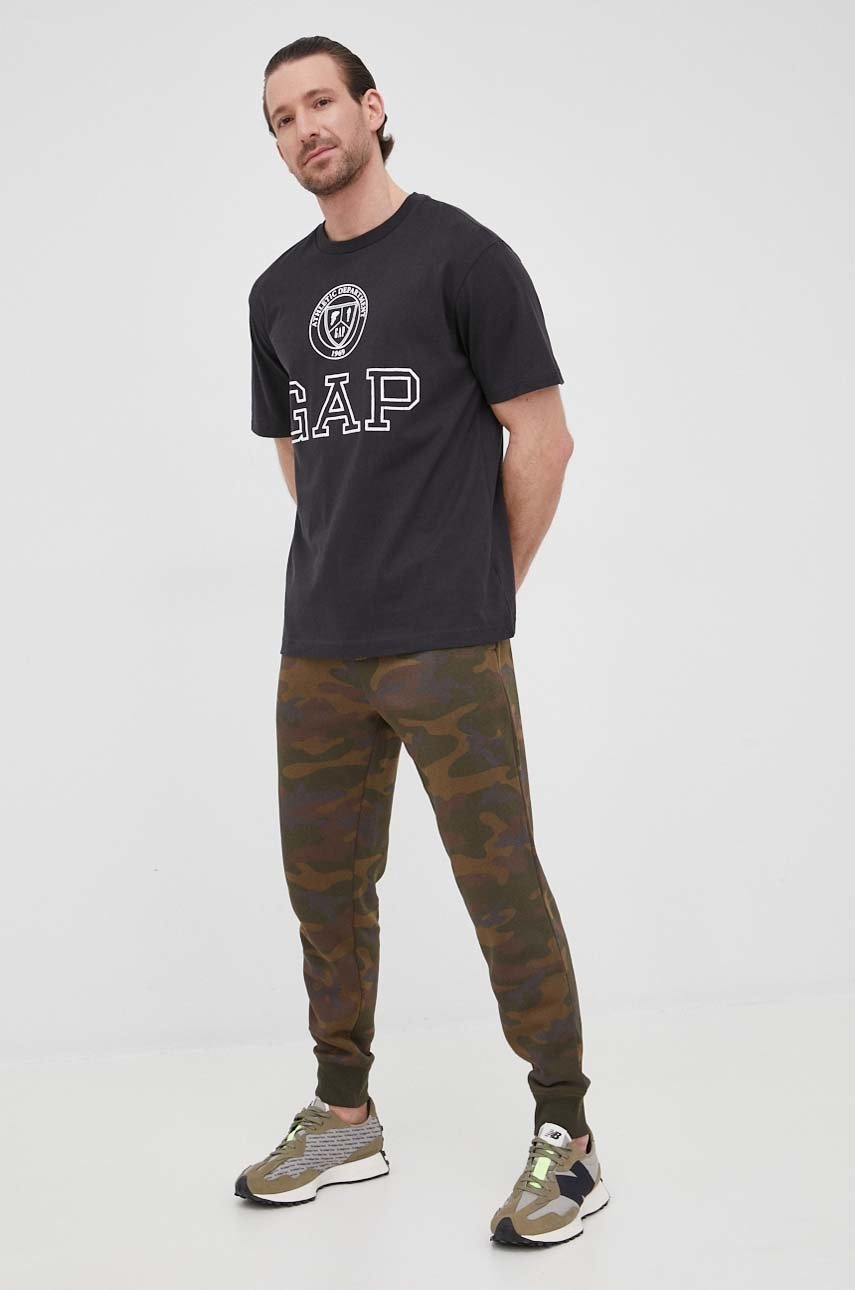 

Памучна тениска GAP в черно с принт, Черен
