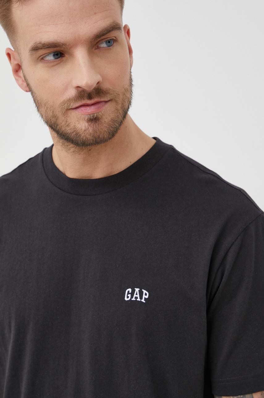 

Памучна тениска GAP в черно с изчистен дизайн, Черен