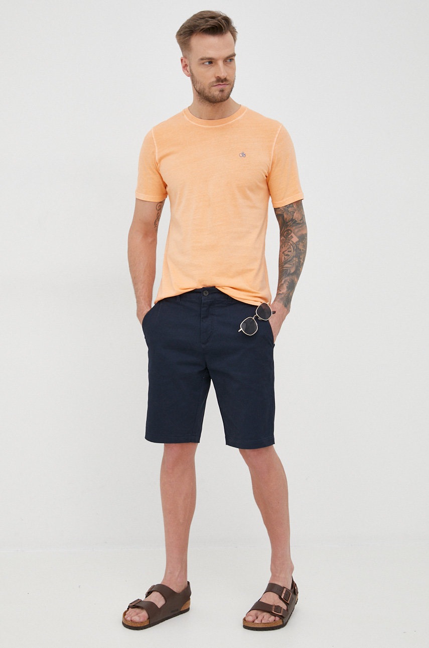 

Бавовняна футболка Scotch & Soda колір помаранчевий однотонний