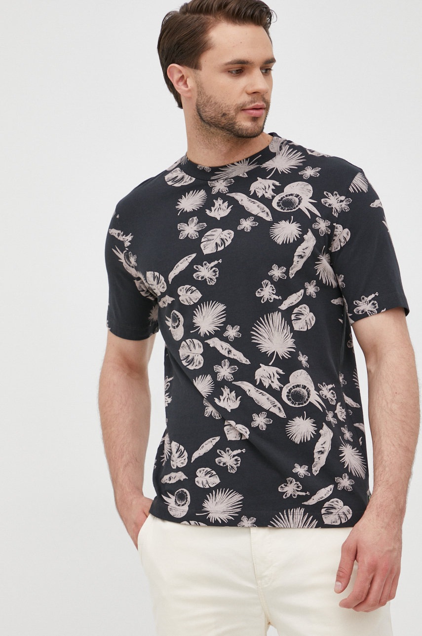 

Памучна тениска Scotch & Soda в сиво с десен, Сив