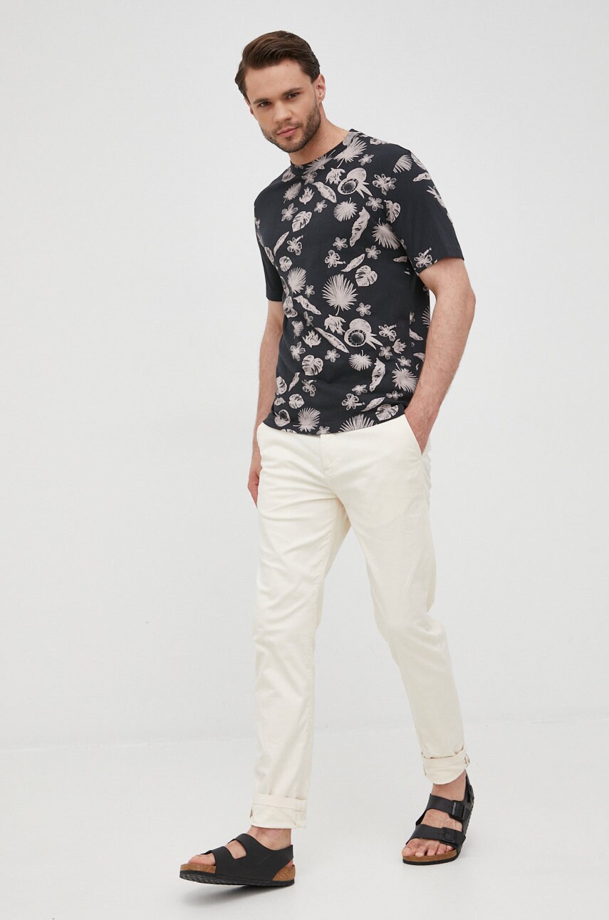 

Бавовняна футболка Scotch & Soda колір сірий візерунок