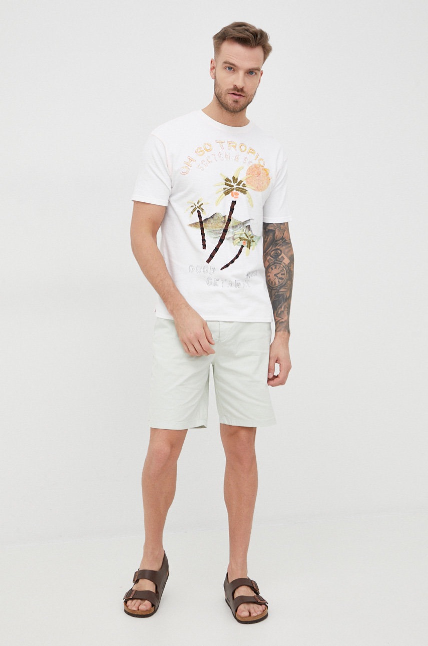 

Бавовняна футболка Scotch & Soda колір білий з аплікацією