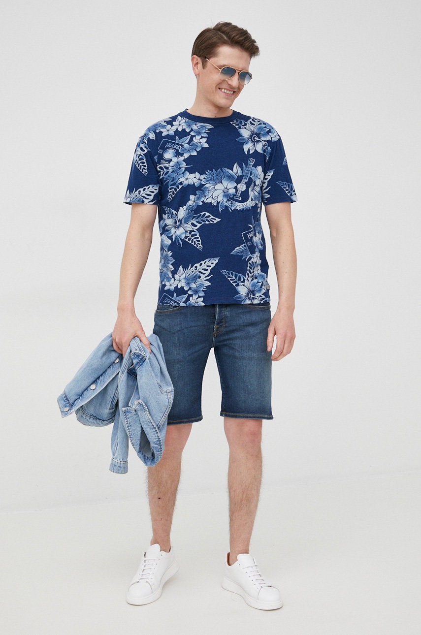 

Хлопковая футболка Scotch & Soda цвет синий узорный