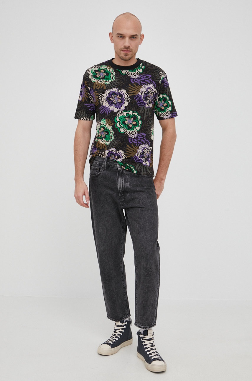 

Хлопковая футболка Scotch & Soda цвет чёрный узорный