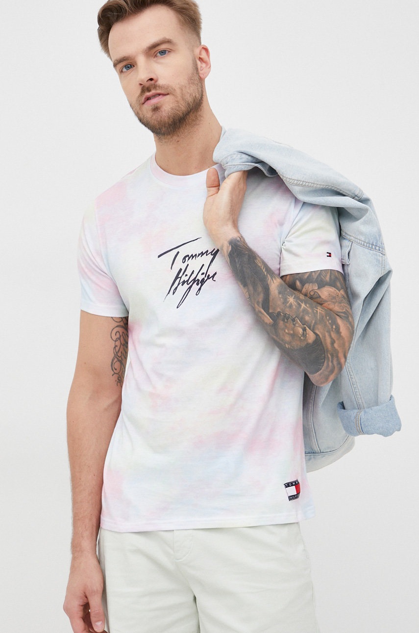 

Памучна тениска Tommy Hilfiger с принт, Многоцветен