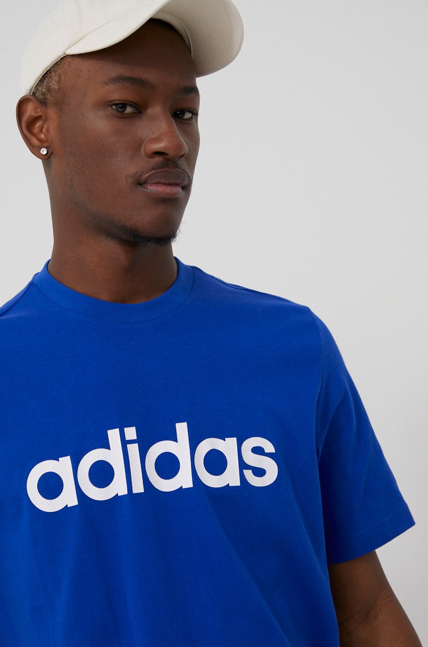 

Памучна тениска adidas HB7939 с принт, Син