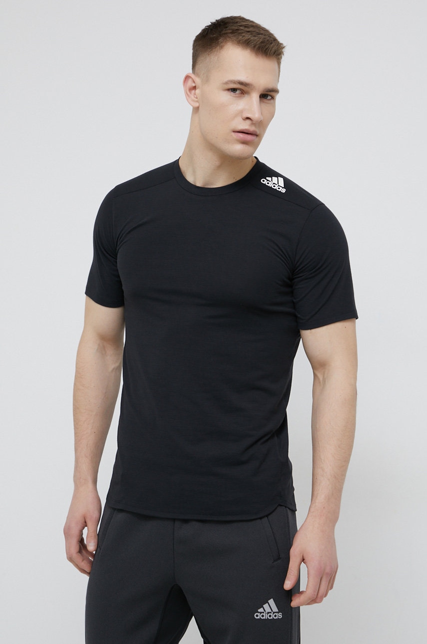 Adidas performance tricou de antrenament culoarea negru, neted