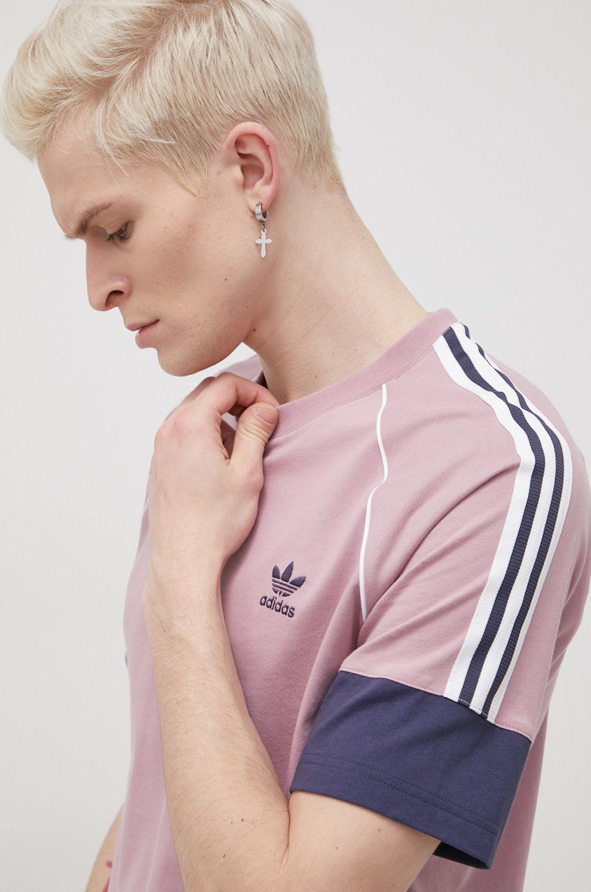 adidas Originals T-shirt bawełniany HC2090 kolor różowy gładki