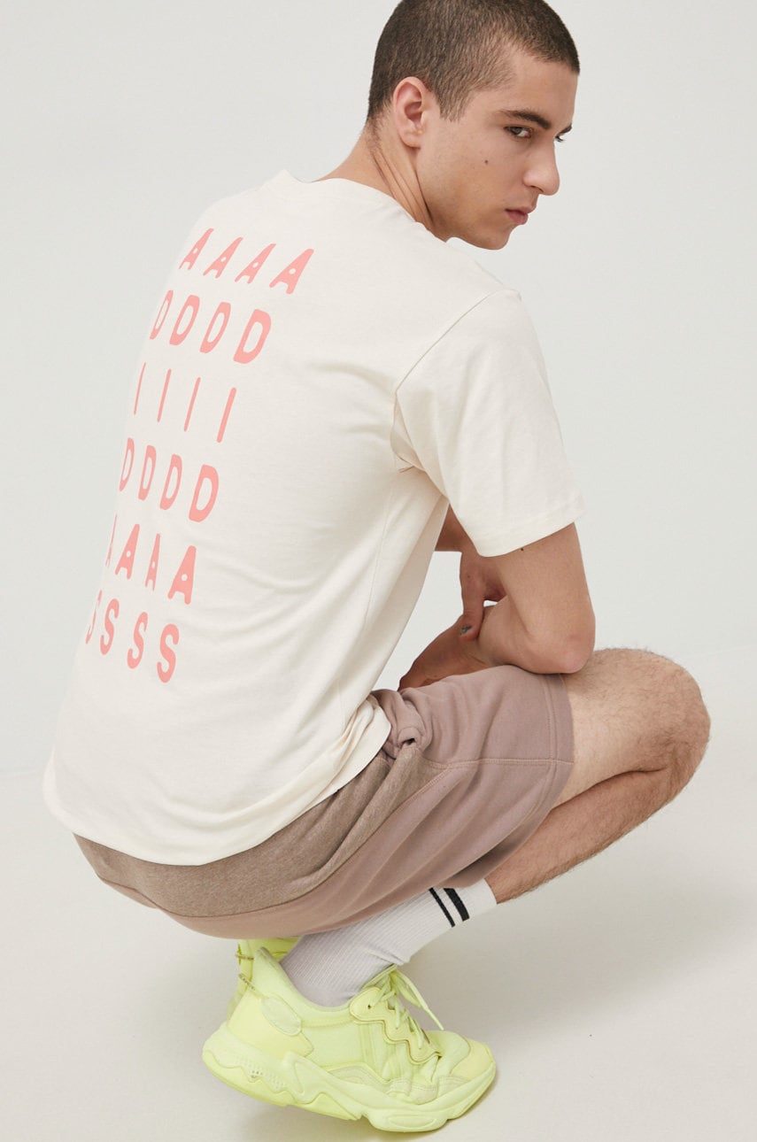 Adidas originals tricou din bumbac culoarea bej, cu imprimeu