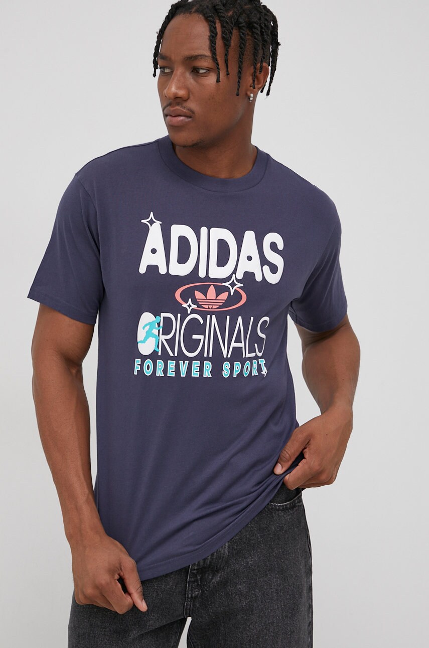 Adidas originals tricou din bumbac hc2124 culoarea albastru marin, cu imprimeu