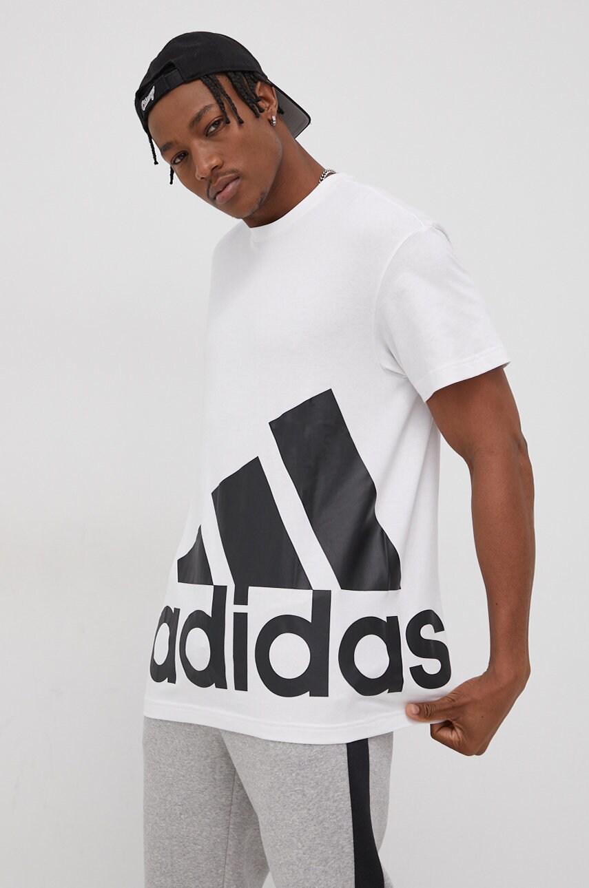 Adidas tricou din bumbac he1829 culoarea alb, cu imprimeu