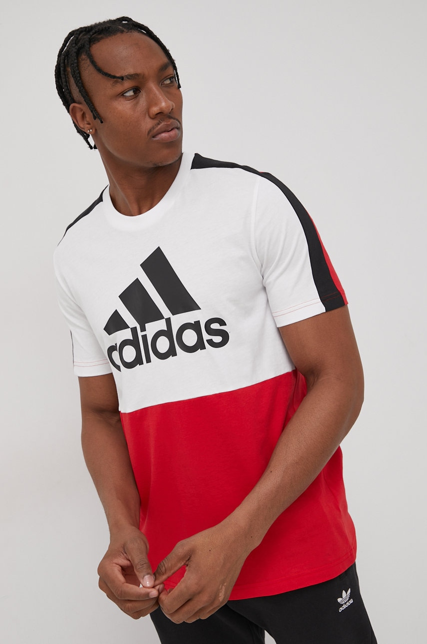 Adidas tricou din bumbac culoarea rosu, cu imprimeu
