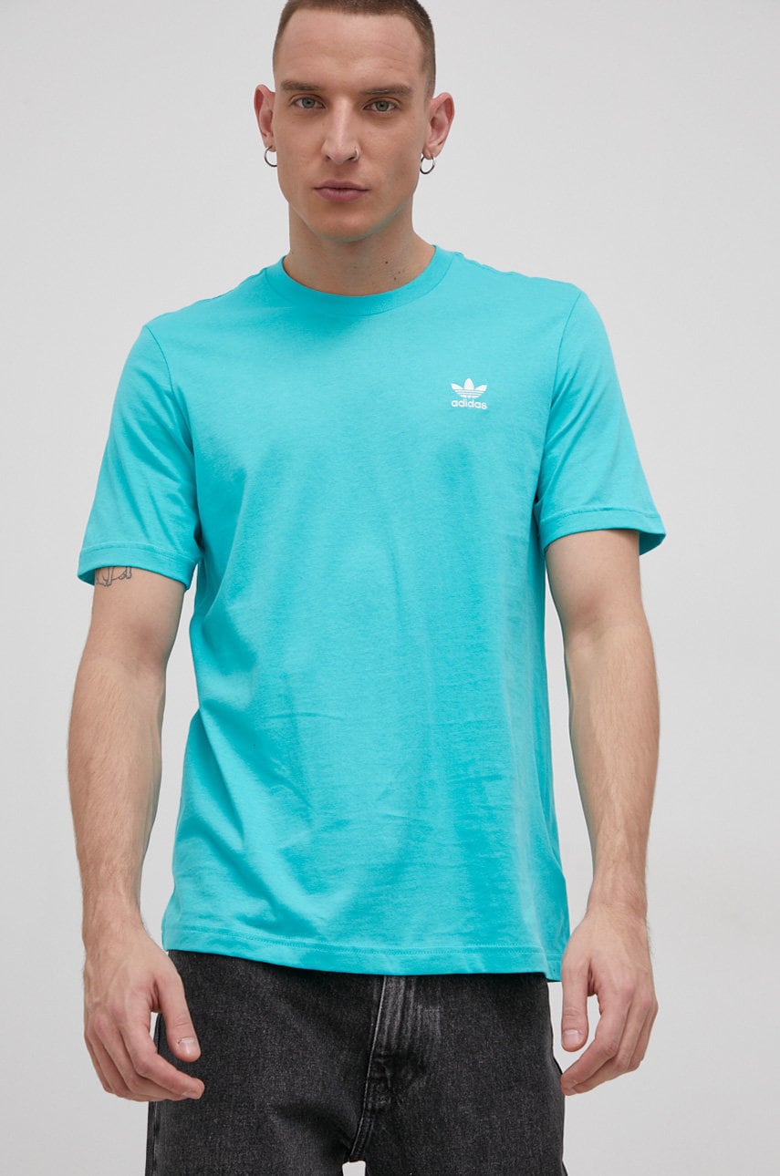 Adidas originals tricou din bumbac culoarea turcoaz, material neted