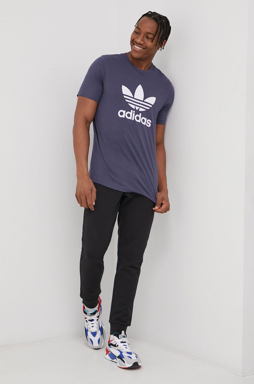 adidas Originals T-shirt bawełniany kolor granatowy z nadrukiem
