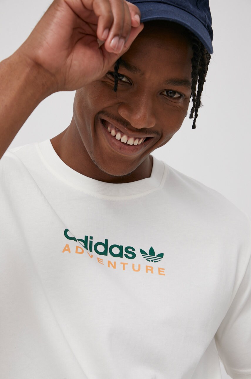 Adidas originals tricou din bumbac hf4773 culoarea crem, cu imprimeu