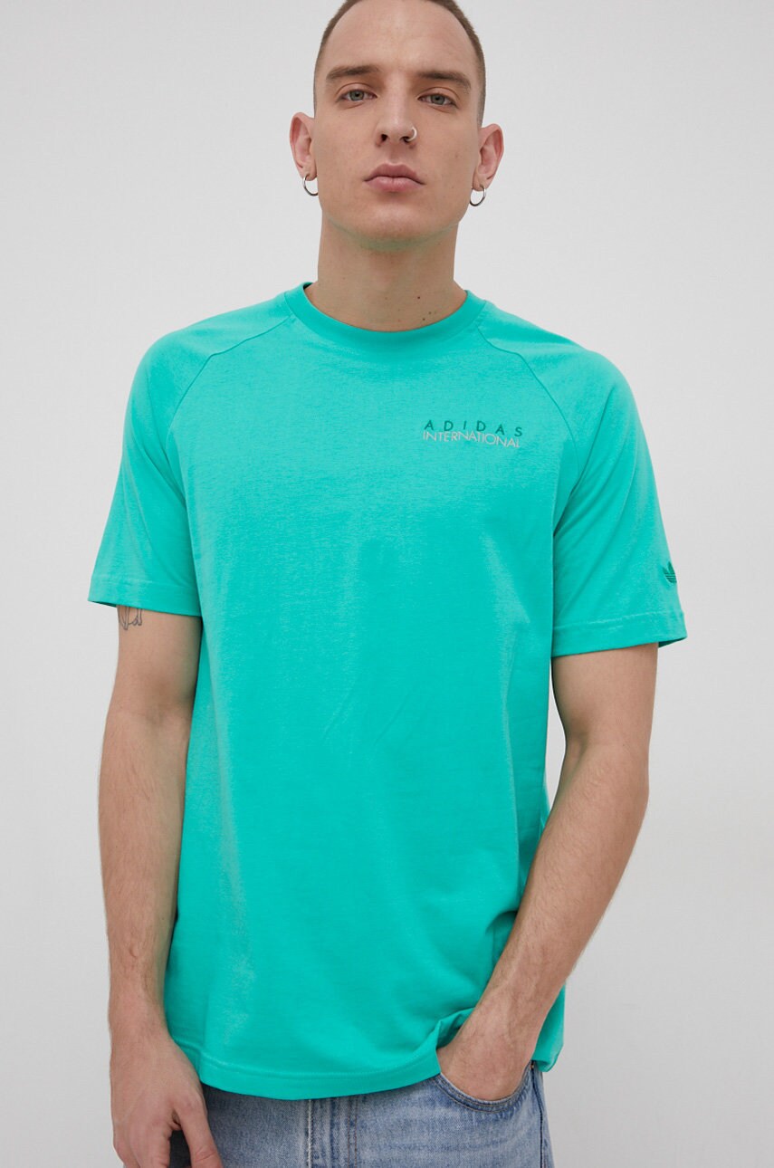 Adidas originals tricou din bumbac hf4924 culoarea verde, material neted