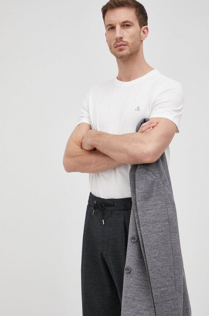 

Памучна тениска Marc O'Polo в бяло с изчистен дизайн, Бял