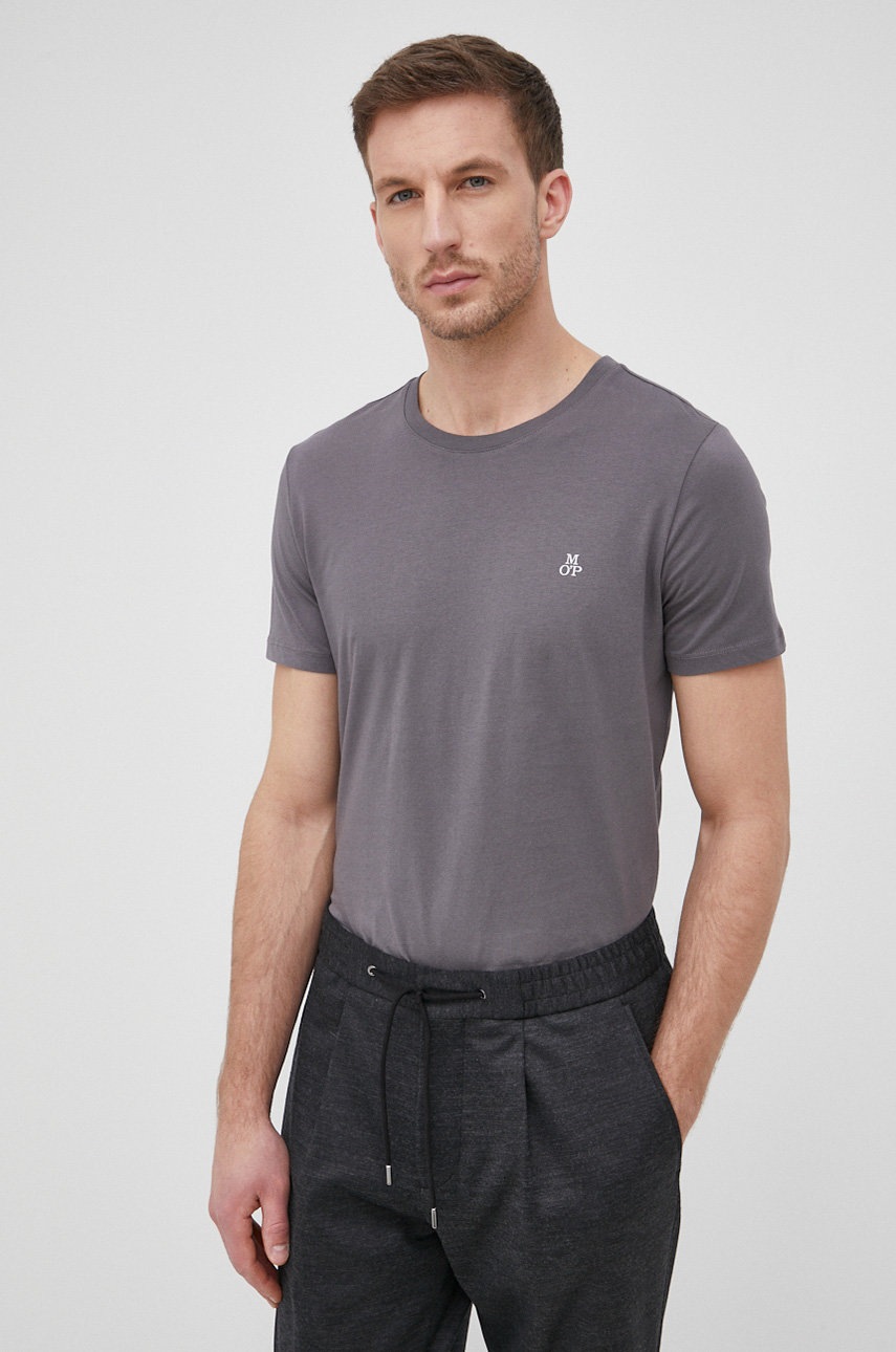 

Памучна тениска Marc O'Polo в сиво с изчистен дизайн, Сив