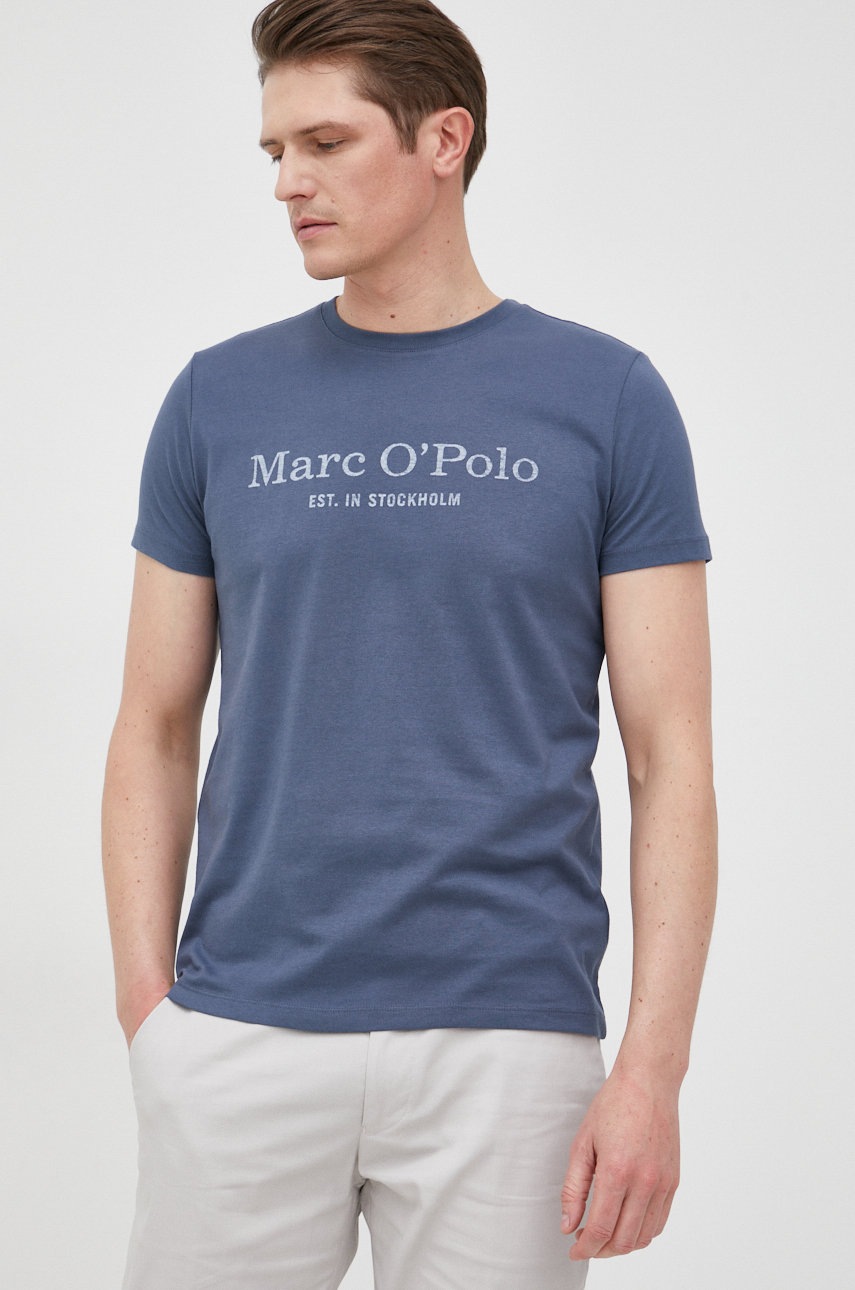 

Памучна тениска Marc O'Polo в тъмносиньо с принт, Тъмносин