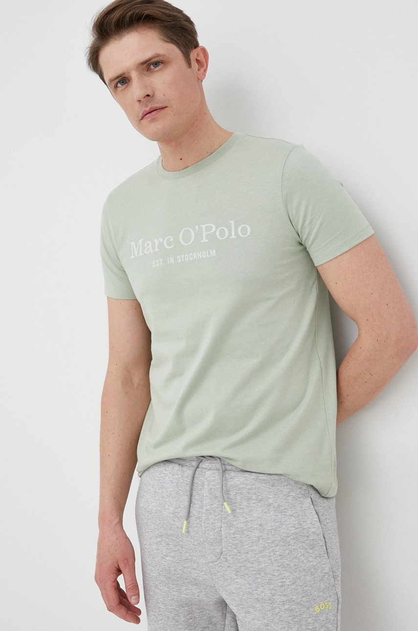 

Хлопковая футболка Marc O'Polo цвет зелёный с принтом
