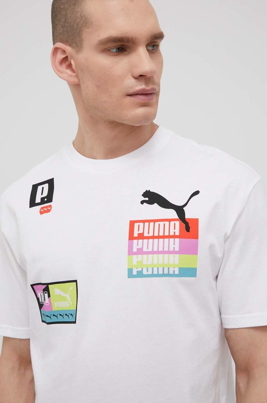 Puma t-shirt 533666 męski kolor biały z nadrukiem