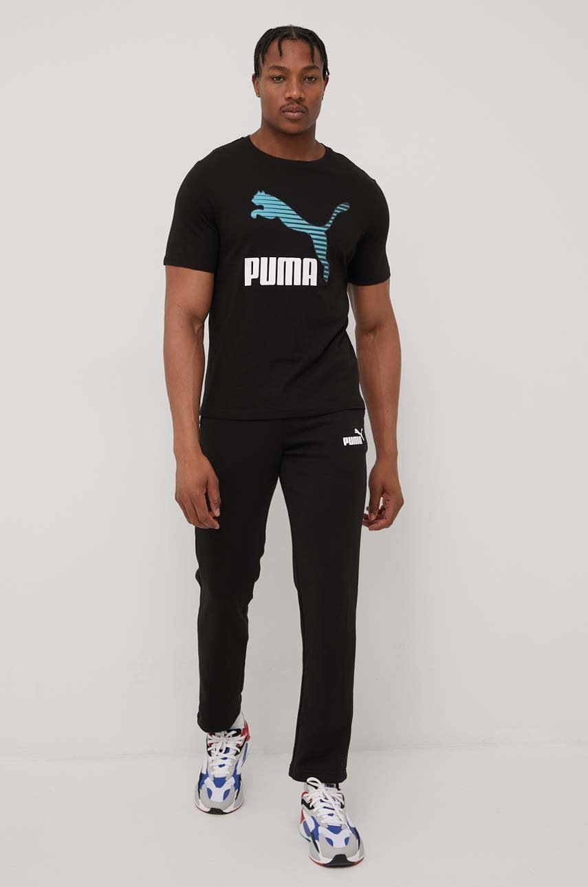 

Хлопковая футболка Puma 53465201 цвет чёрный с принтом