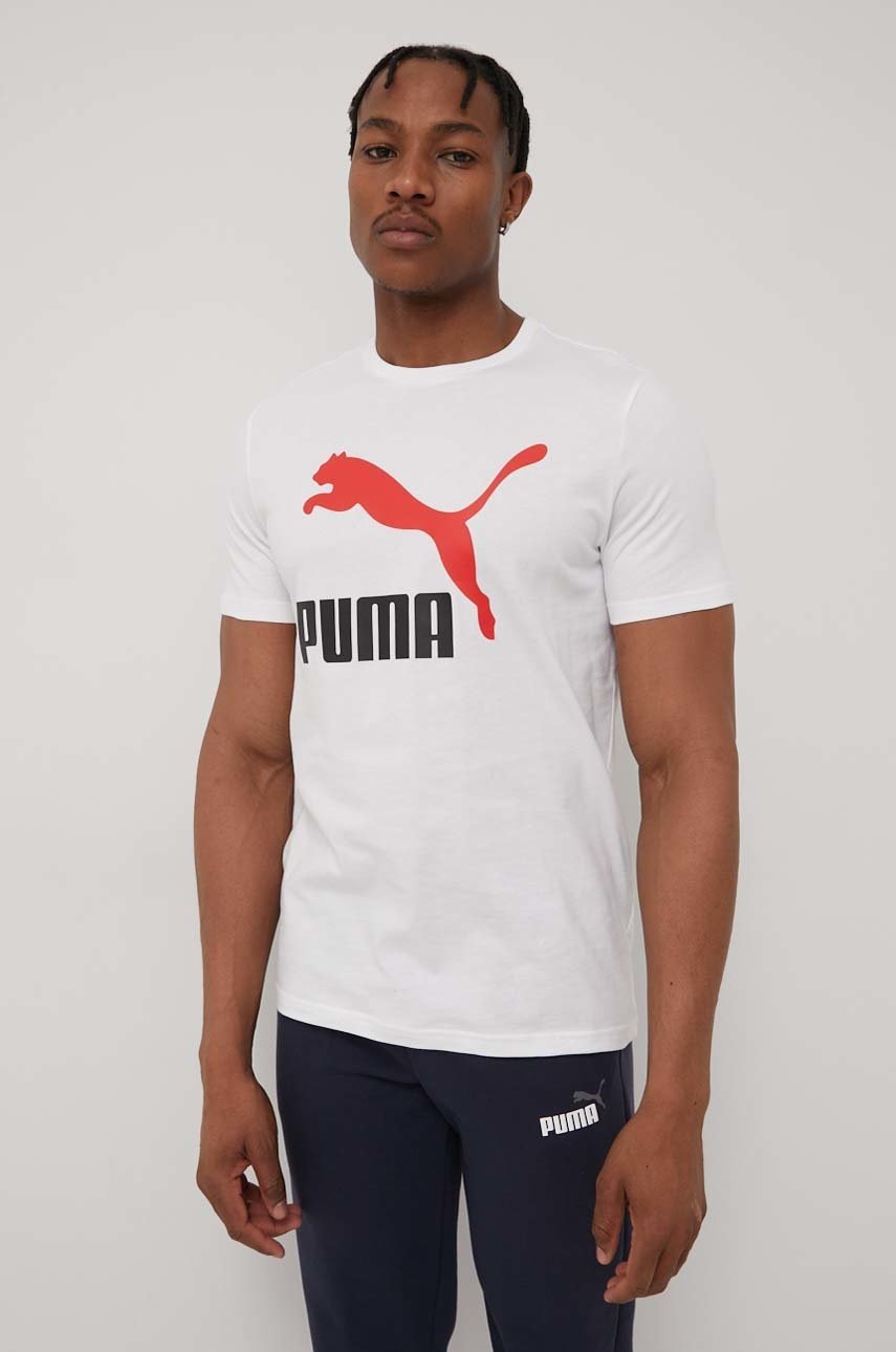 

Памучна тениска Puma 53465252 в бяло с принт, Бял