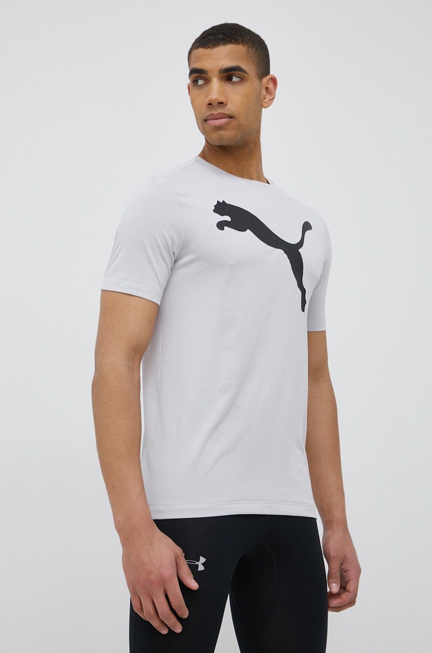 Tréninkové tričko Puma Active Big Logo 586724 šedá barva, s potiskem - šedá -  Hlavní materiál: