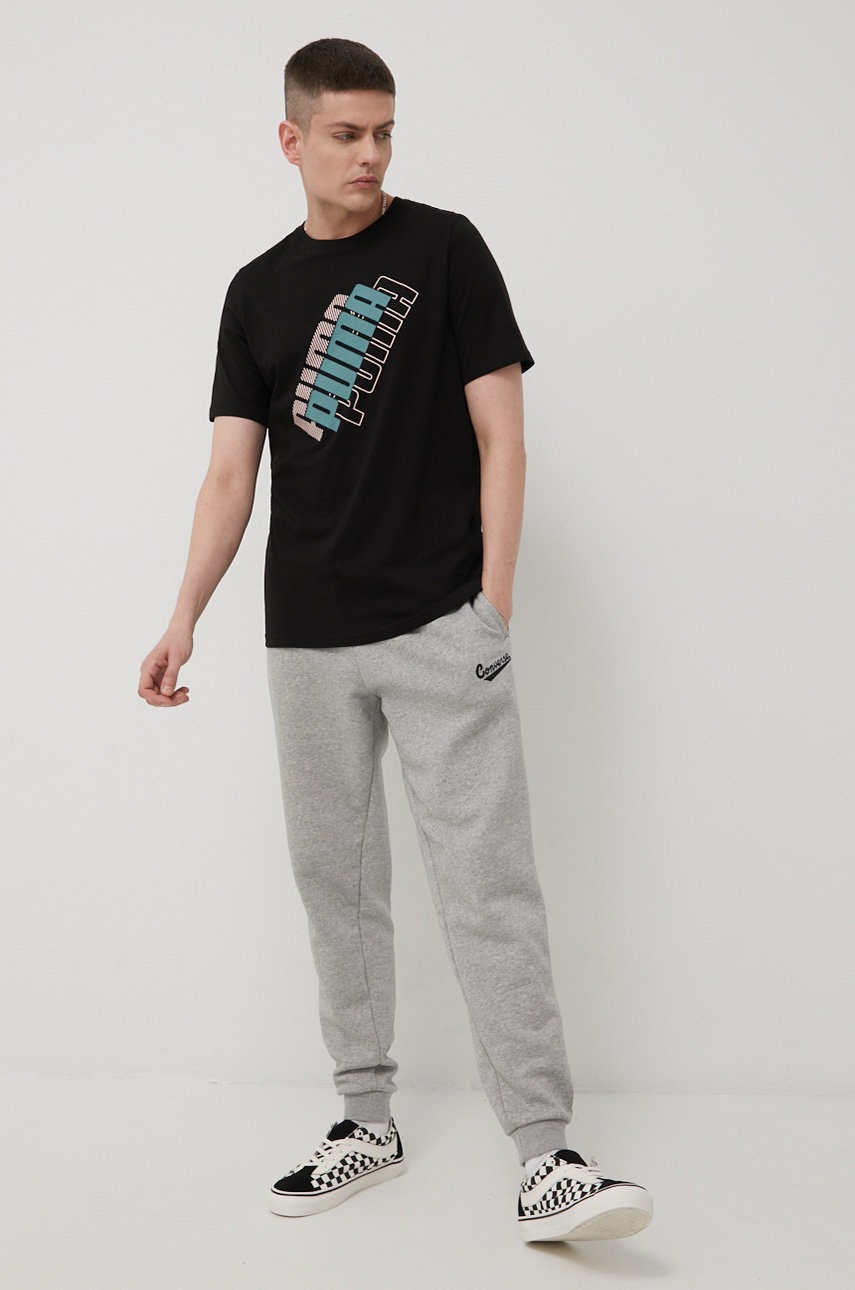 

Хлопковая футболка Puma 84737651 цвет чёрный с принтом