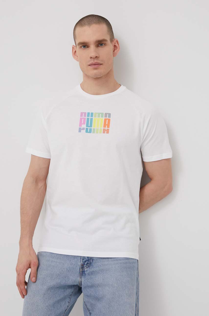Puma t-shirt 848566 męski kolor biały z nadrukiem
