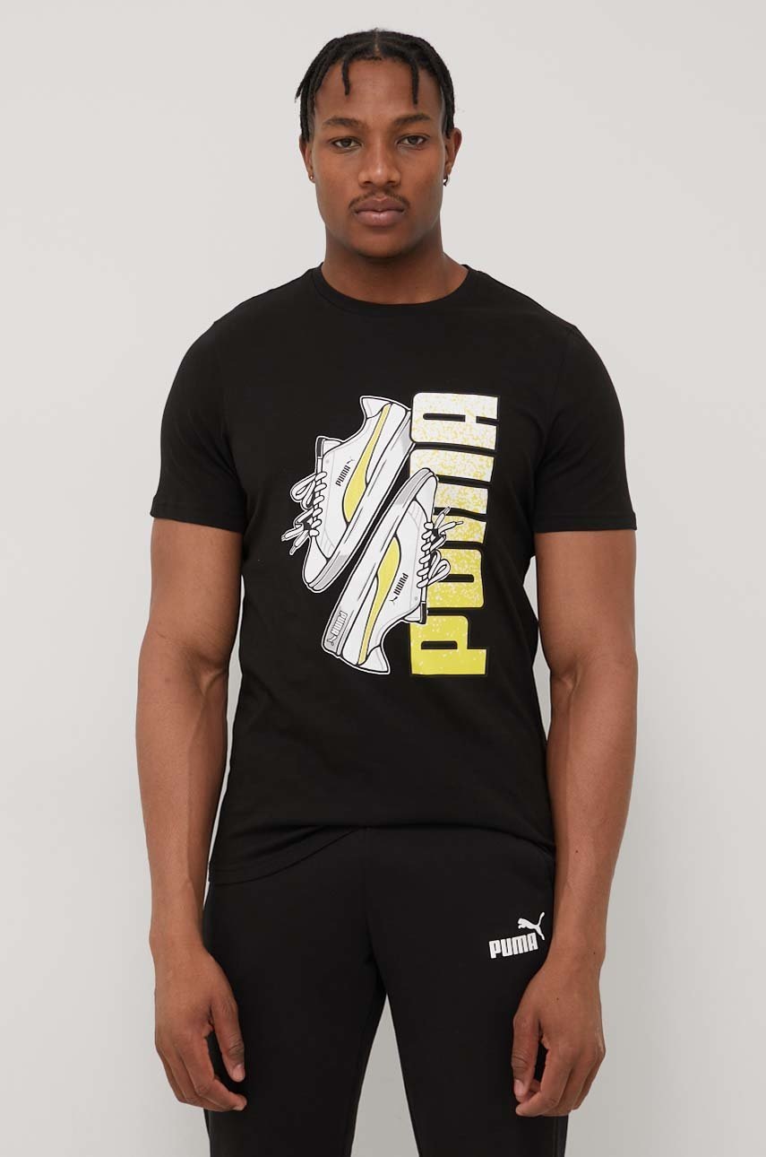 

Хлопковая футболка Puma 84856701 цвет чёрный с принтом